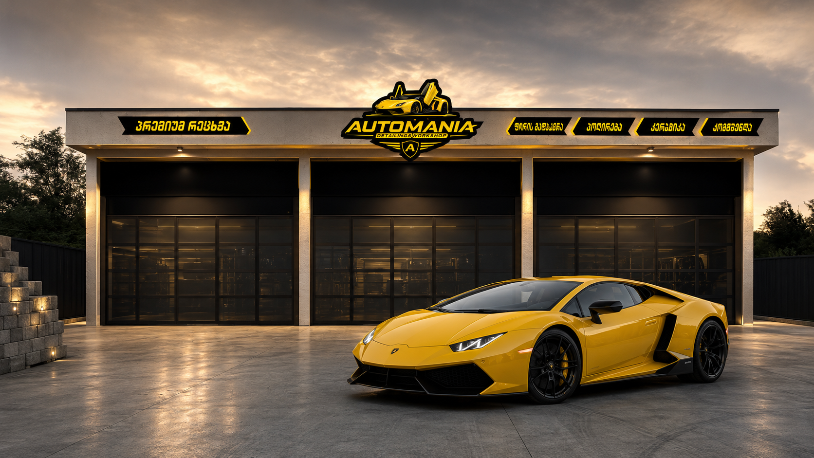 AUTOMANIA — დეტეილინგის სტუდია და ყვითელი Lamborghini